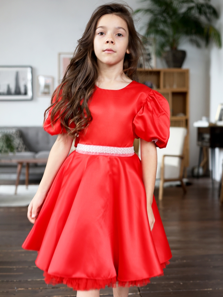 Платье для девочки БУШОН ST34, праздничное цвет красный