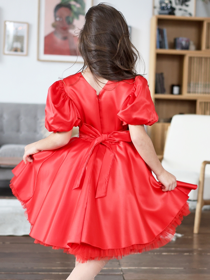 Платье для девочки БУШОН ST34, праздничное цвет красный