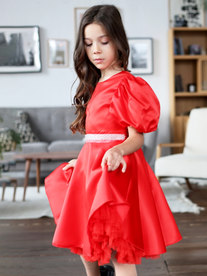 Платье для девочки БУШОН ST34, праздничное цвет красный