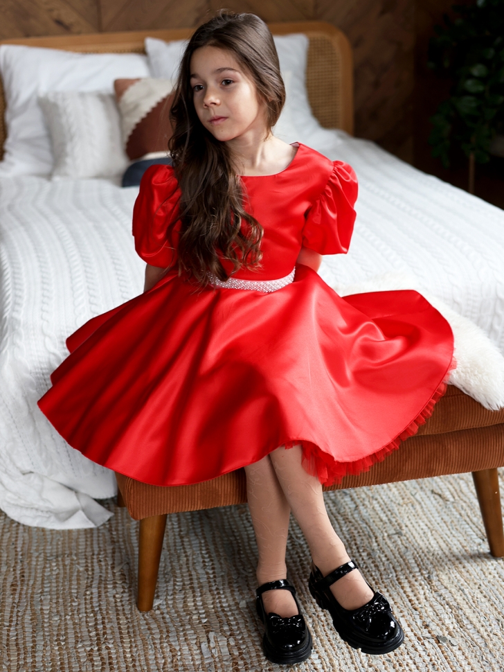 Платье для девочки БУШОН ST34, праздничное цвет красный