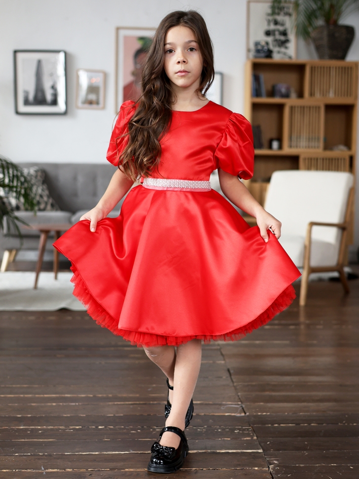 Платье для девочки БУШОН ST34, праздничное цвет красный