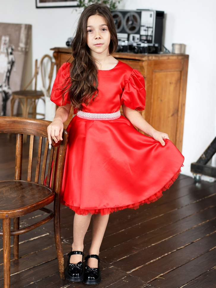 Платье для девочки БУШОН ST34, праздничное цвет красный