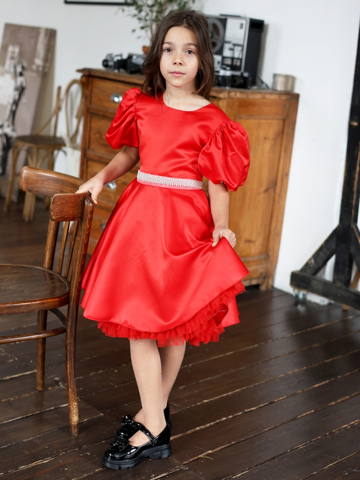 Платье для девочки БУШОН ST34, праздничное цвет красный