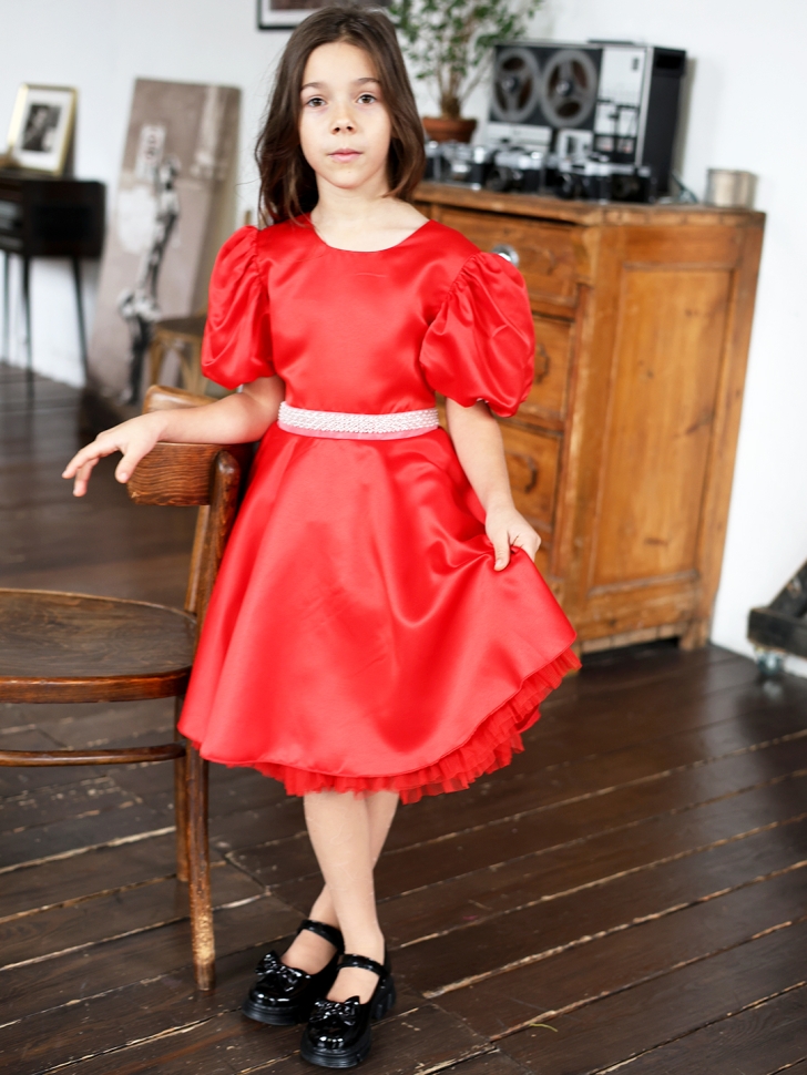 Платье для девочки БУШОН ST34, праздничное цвет красный