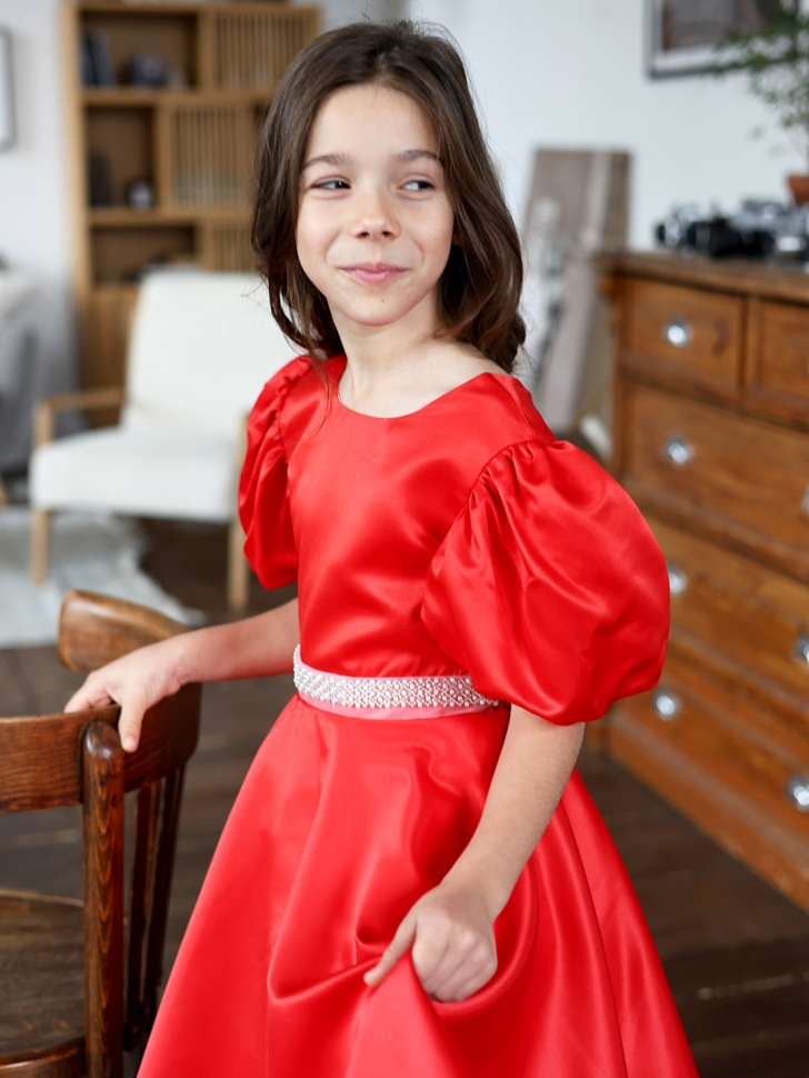 Платье для девочки БУШОН ST34, праздничное цвет красный