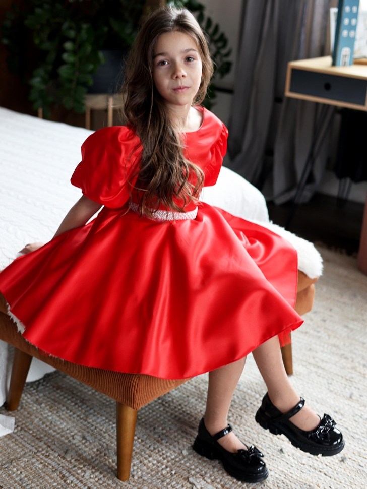 Платье для девочки БУШОН ST34, праздничное цвет красный