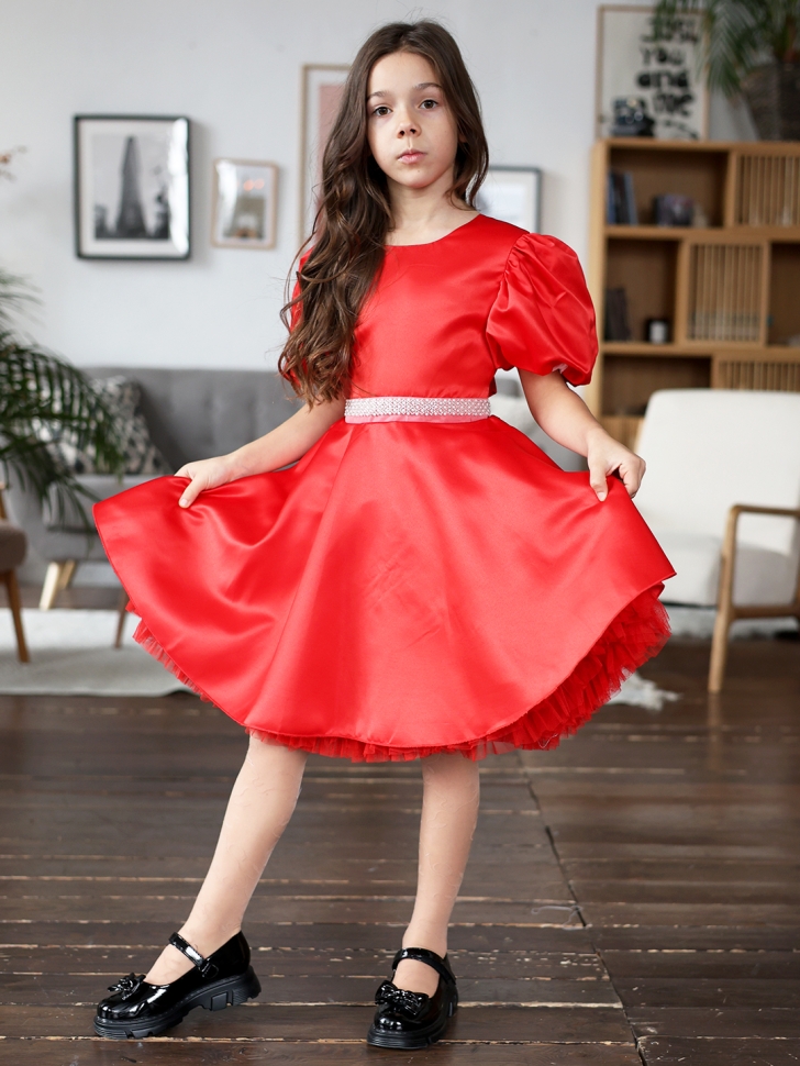 Платье для девочки БУШОН ST34, праздничное цвет красный