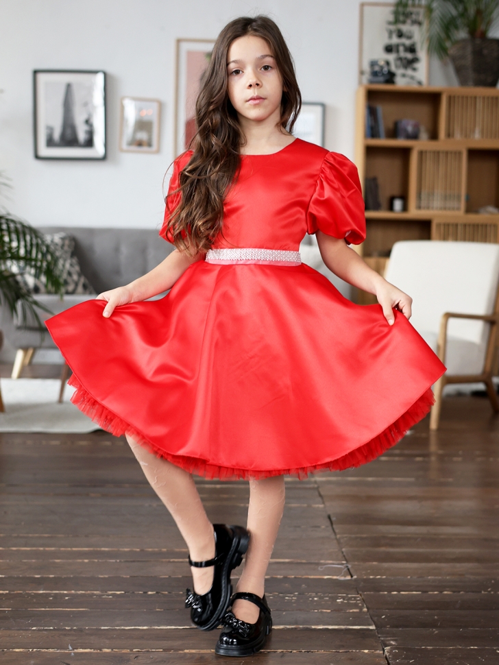Платье для девочки БУШОН ST34, праздничное цвет красный