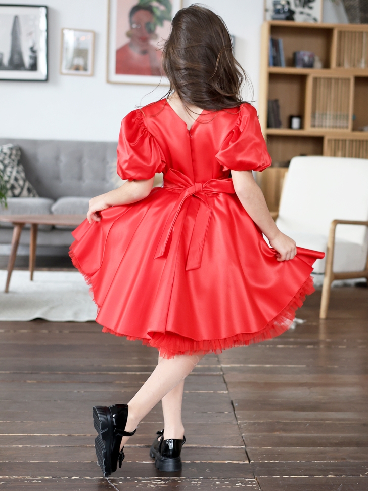 Платье для девочки БУШОН ST34, праздничное цвет красный
