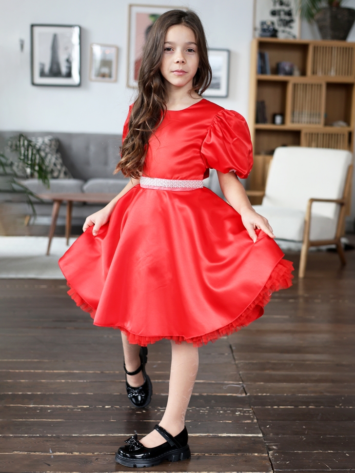 Платье для девочки БУШОН ST34, праздничное цвет красный