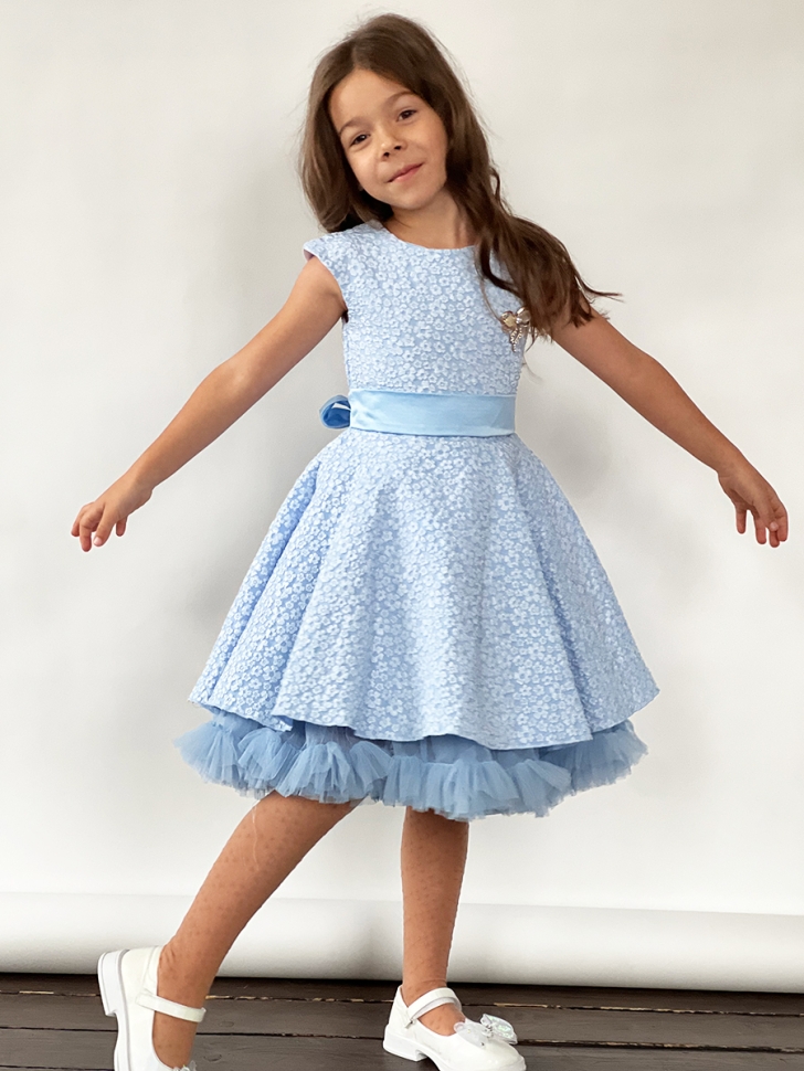 Платье для девочки праздничное БУШОН ST36, цвет голубой