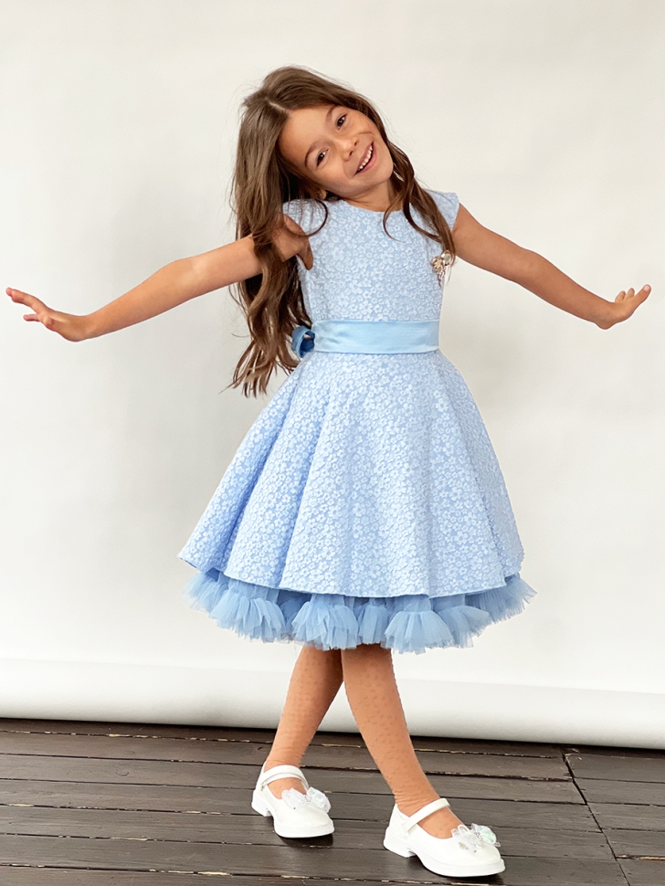 Платье для девочки праздничное БУШОН ST36, цвет голубой