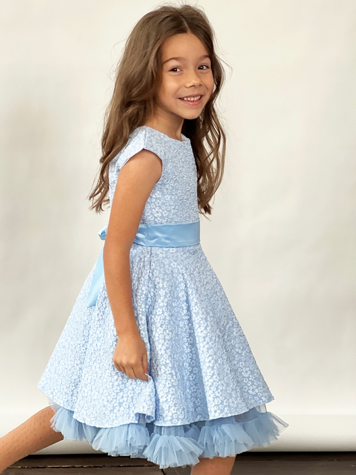 Платье для девочки праздничное БУШОН ST36, цвет голубой