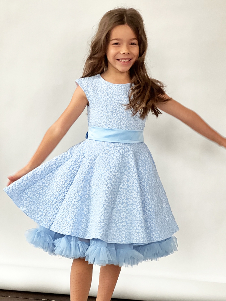 Платье для девочки праздничное БУШОН ST36, цвет голубой