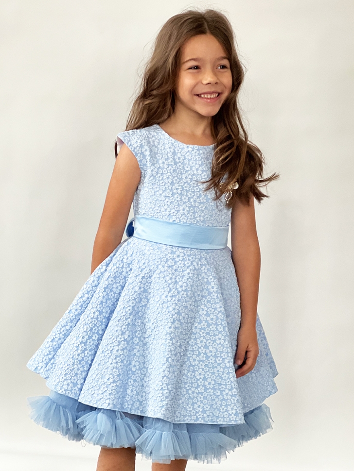 Платье для девочки праздничное БУШОН ST36, цвет голубой