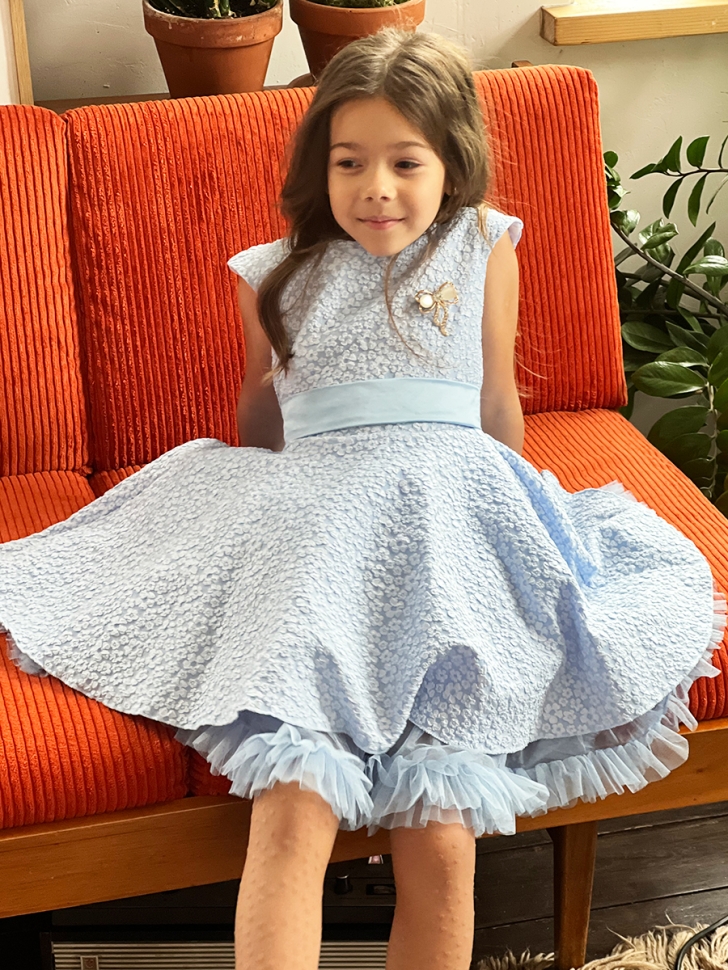 Платье для девочки праздничное БУШОН ST36, цвет голубой