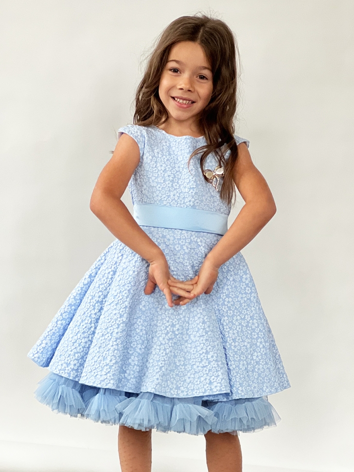 Платье для девочки праздничное БУШОН ST36, цвет голубой