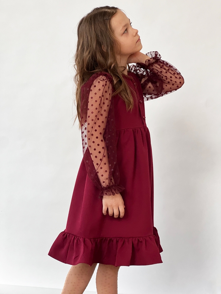 Платье для девочки нарядное БУШОН ST52, цвет бордовый