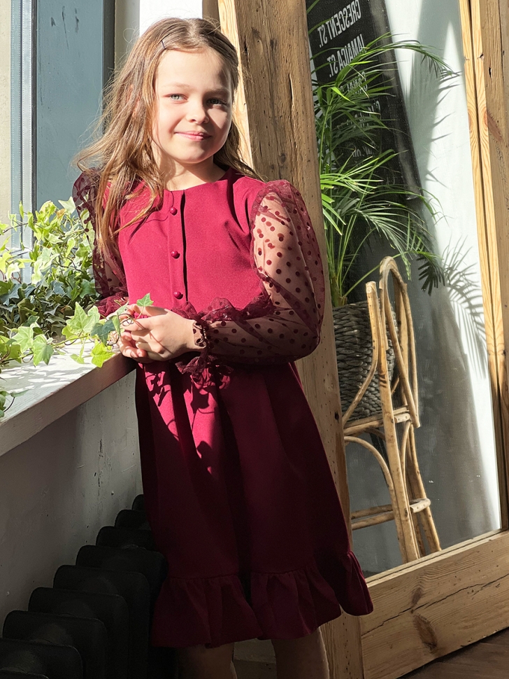 Платье для девочки нарядное БУШОН ST52, цвет бордовый