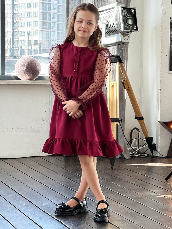 Платье для девочки нарядное БУШОН ST52, цвет бордовый