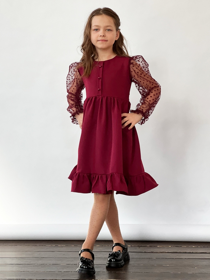 Платье для девочки нарядное БУШОН ST52, цвет бордовый