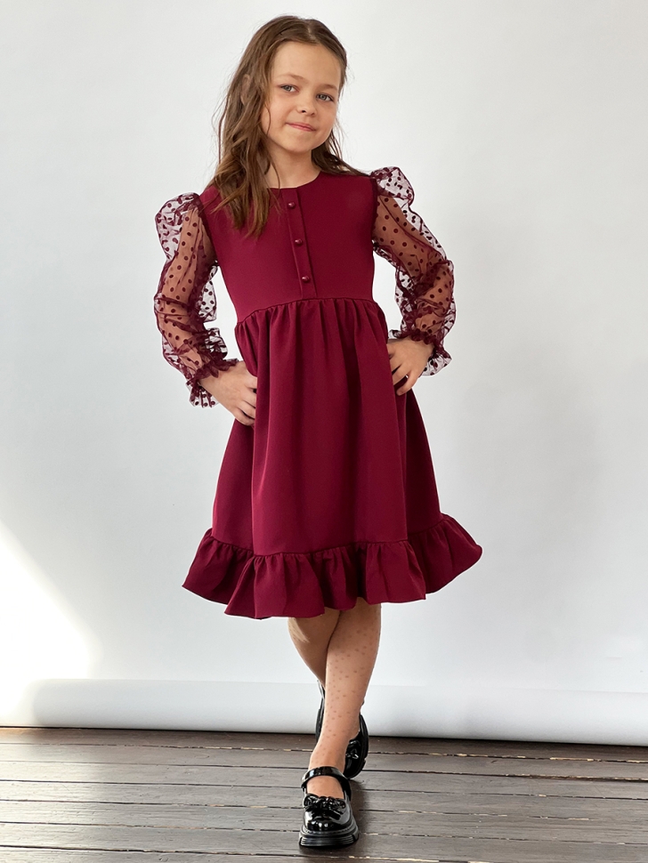 Платье для девочки нарядное БУШОН ST52, цвет бордовый