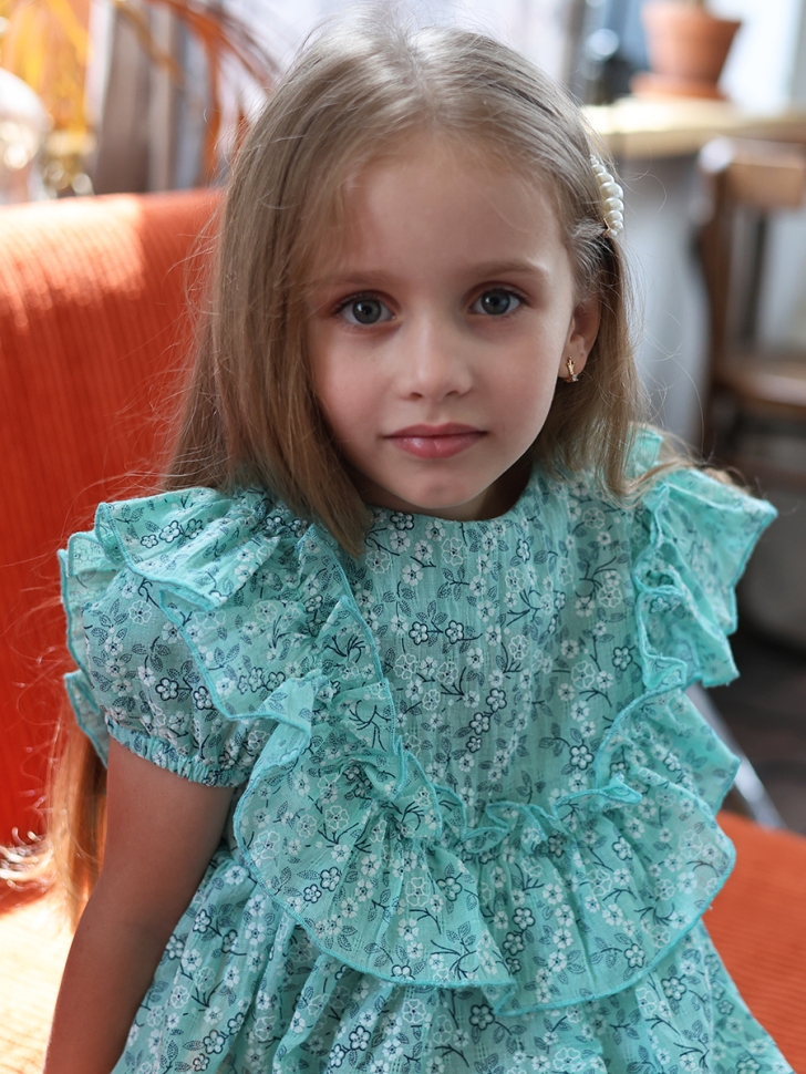 Платье для девочки вискоза БУШОН ST69, цвет бирюза 