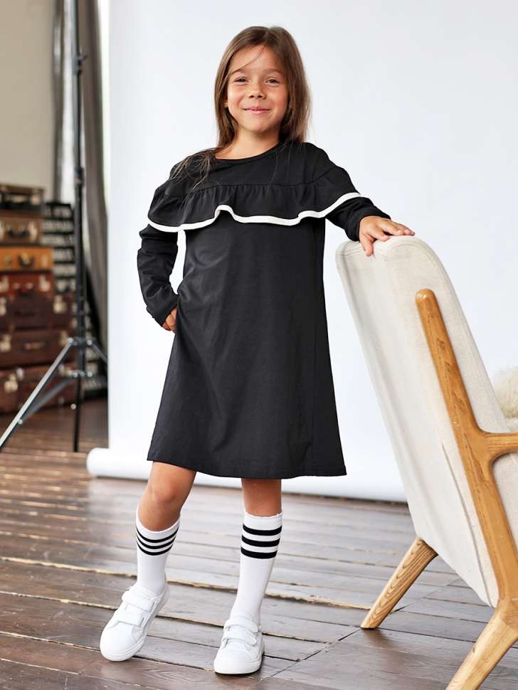 Платье для девочки школьное БУШОН SK33, цвет черный