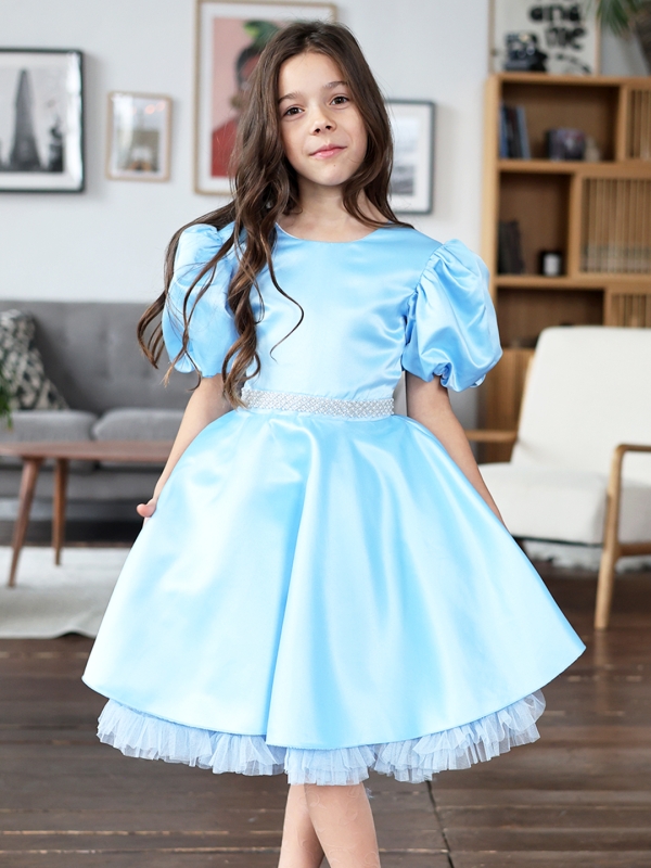 Платье для девочки БУШОН ST34, праздничное цвет голубой
