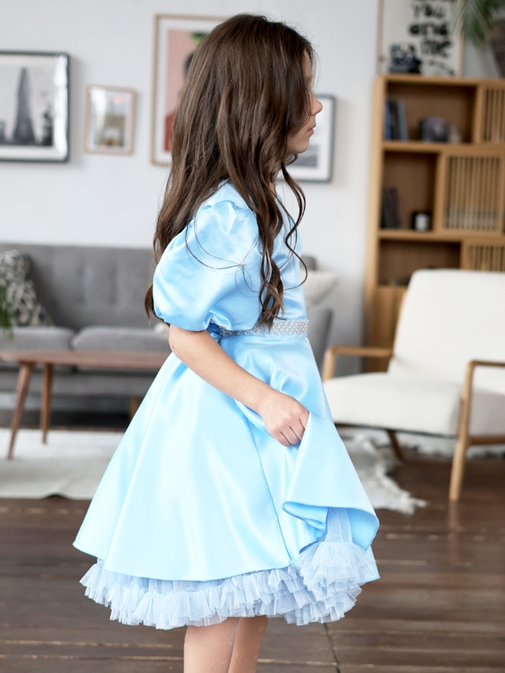 Платье для девочки БУШОН ST34, праздничное цвет голубой