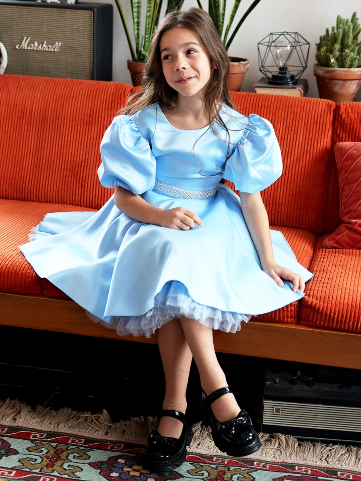 Платье для девочки БУШОН ST34, праздничное цвет голубой