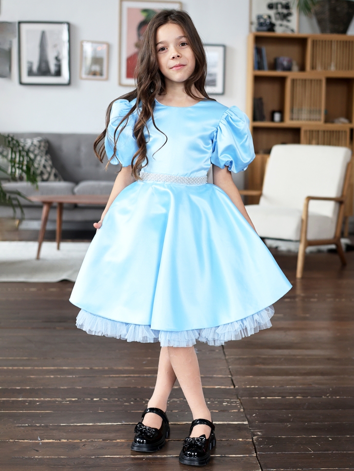 Платье для девочки БУШОН ST34, праздничное цвет голубой