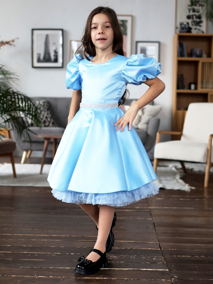 Платье для девочки БУШОН ST34, праздничное цвет голубой
