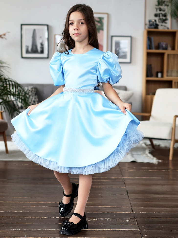 Платье для девочки БУШОН ST34, праздничное цвет голубой