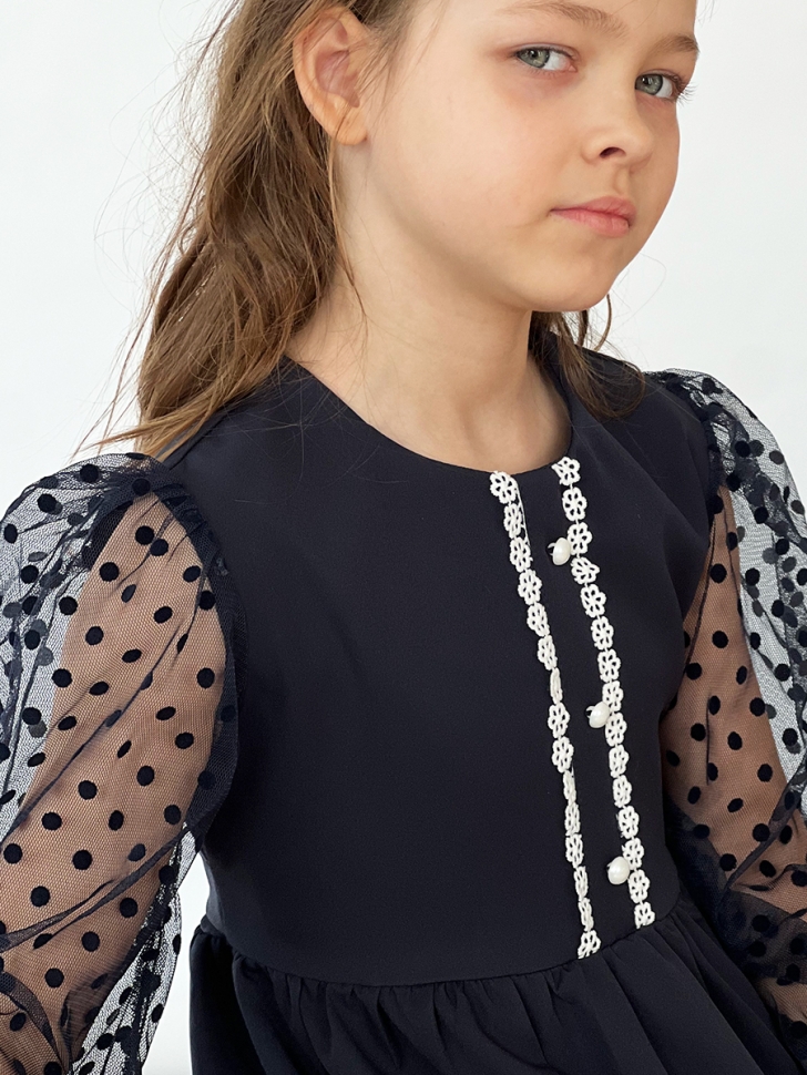 Платье для девочки нарядное БУШОН ST52, цвет темно-синий