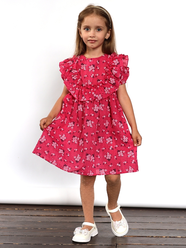 Платье для девочки вискоза БУШОН ST69, цвет малиновый