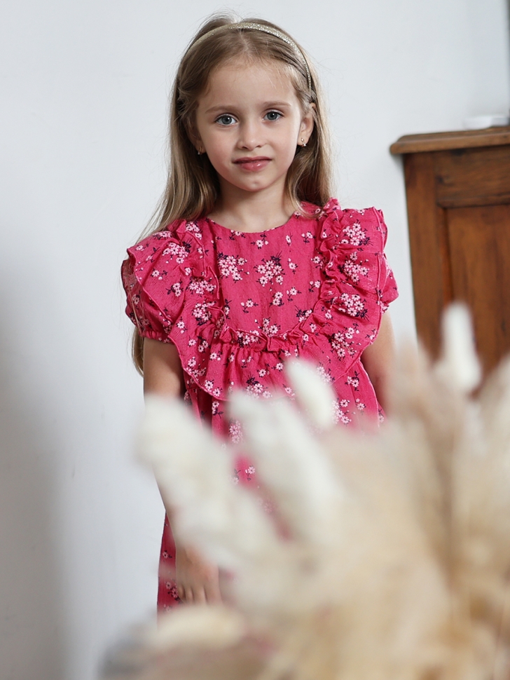 Платье для девочки вискоза БУШОН ST69, цвет малиновый