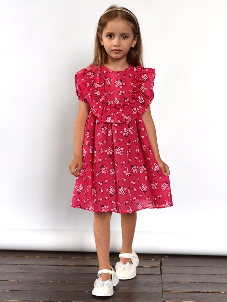Платье для девочки вискоза БУШОН ST69, цвет малиновый