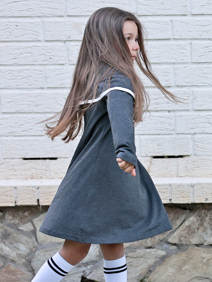 Платье для девочки школьное БУШОН SK33, цвет темно-серый