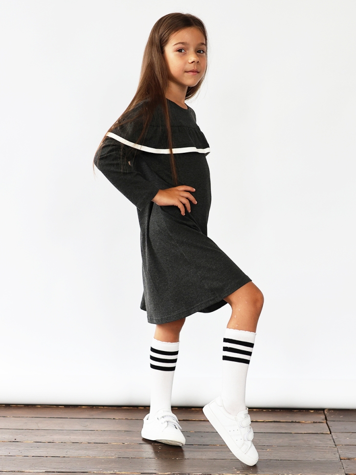 Платье для девочки школьное БУШОН SK33, цвет темно-серый