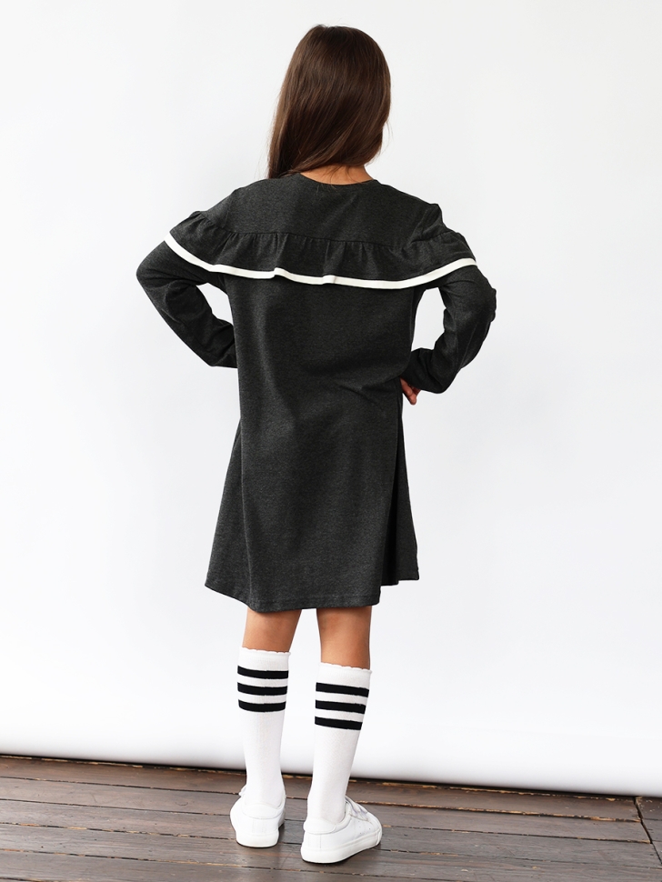 Платье для девочки школьное БУШОН SK33, цвет темно-серый