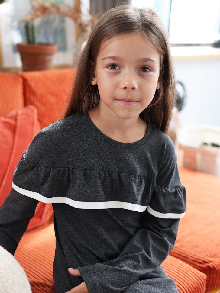 Платье для девочки школьное БУШОН SK33, цвет темно-серый