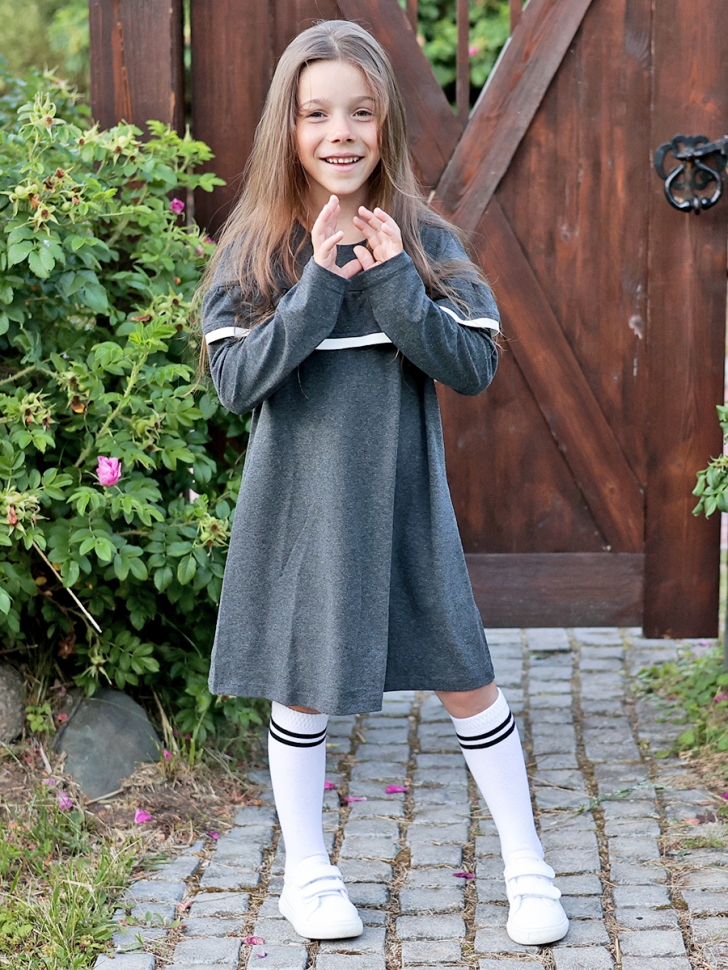 Платье для девочки школьное БУШОН SK33, цвет темно-серый