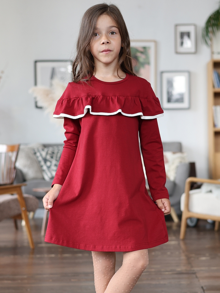 Платье для девочки школьное БУШОН SK33, цвет бордовый