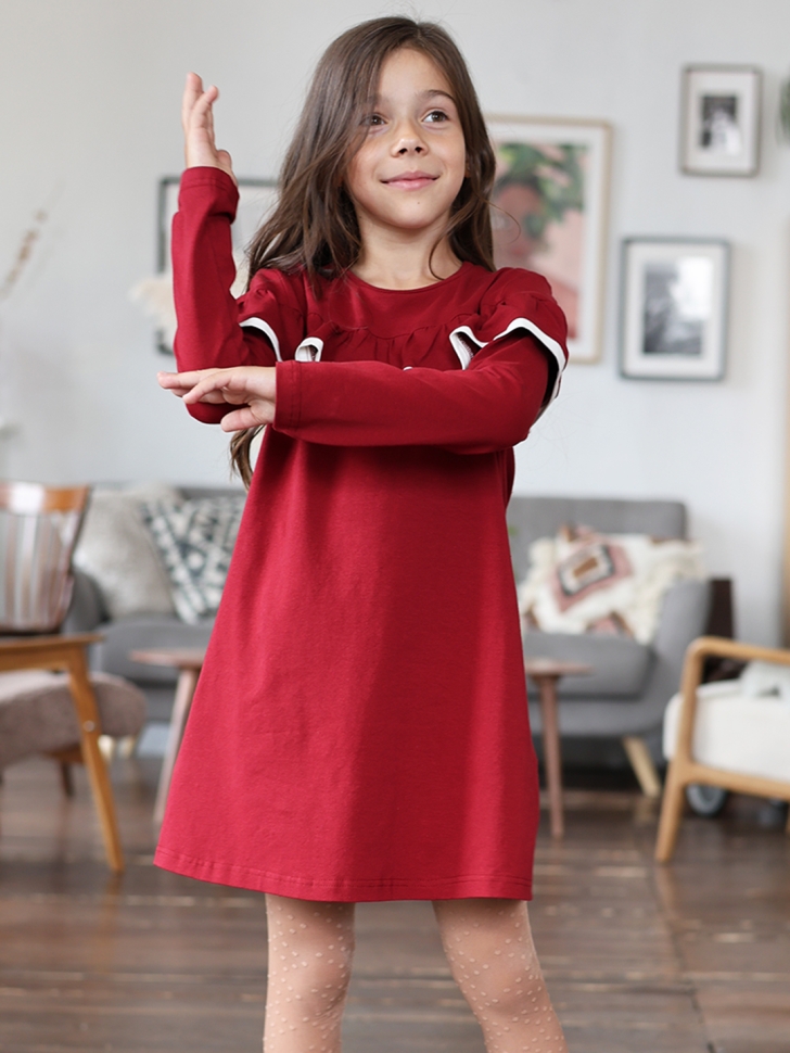 Платье для девочки школьное БУШОН SK33, цвет бордовый