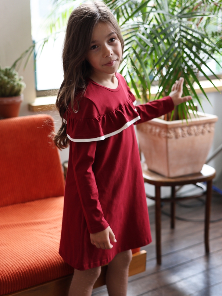 Платье для девочки школьное БУШОН SK33, цвет бордовый