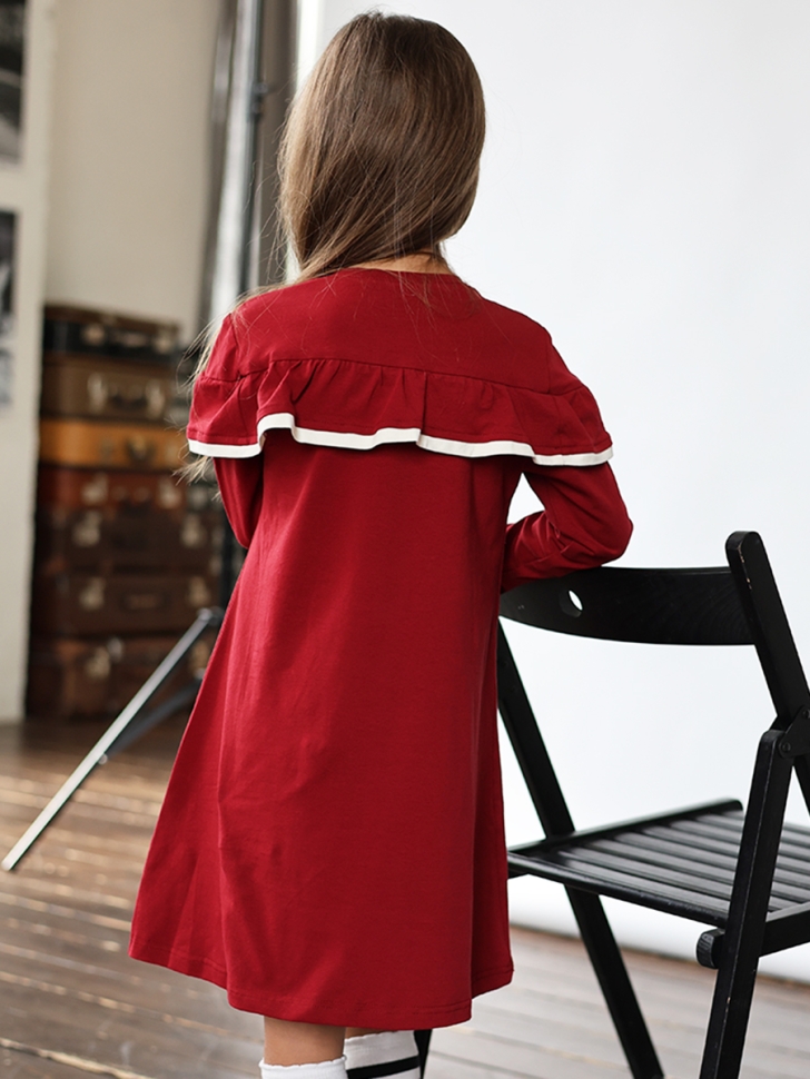 Платье для девочки школьное БУШОН SK33, цвет бордовый