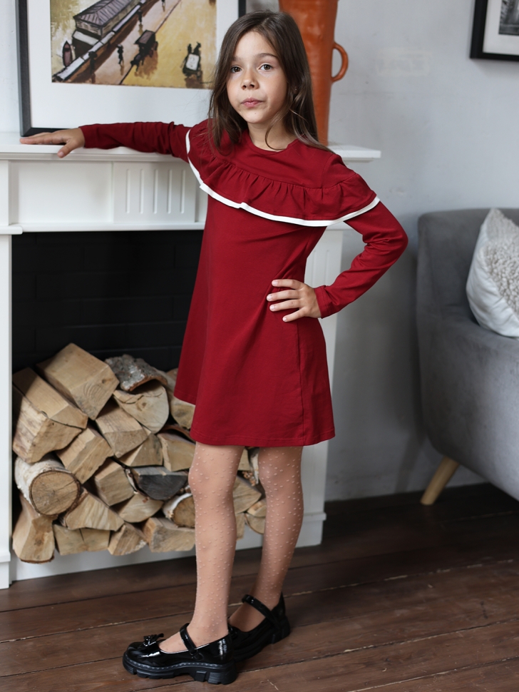 Платье для девочки школьное БУШОН SK33, цвет бордовый