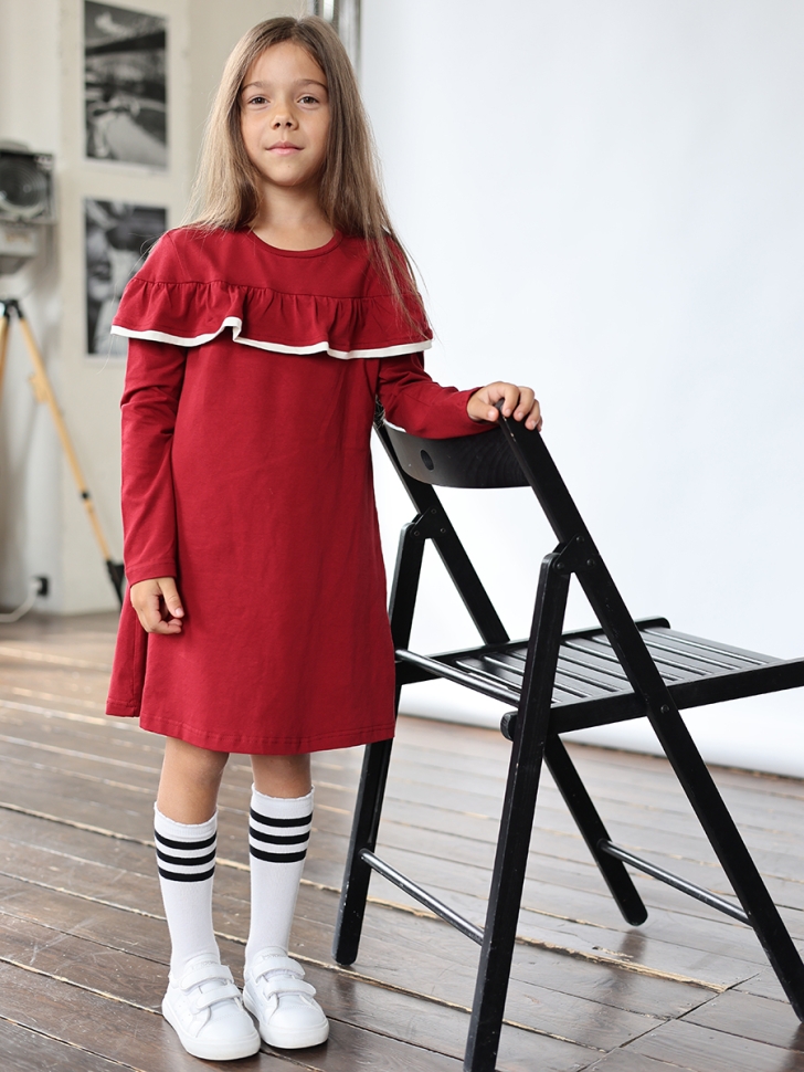 Платье для девочки школьное БУШОН SK33, цвет бордовый