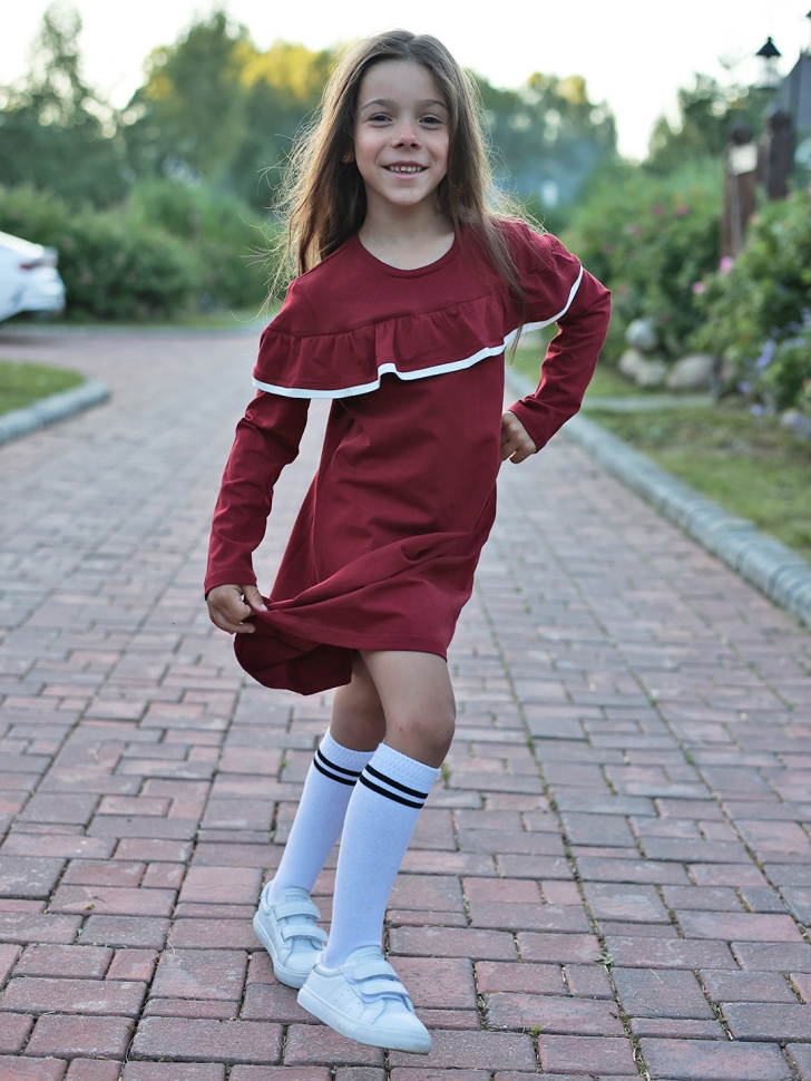 Платье для девочки школьное БУШОН SK33, цвет бордовый